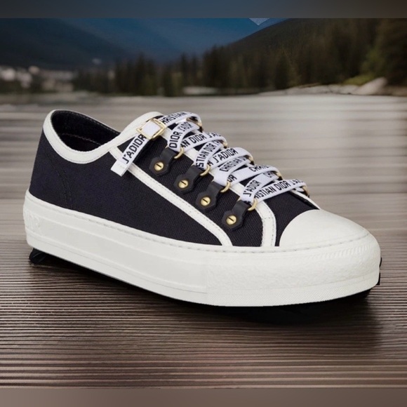 Christian Dior WalkN Dior Black Canvas Monochrome Women's Sneakers SZ 9 - Picture 6 of 15